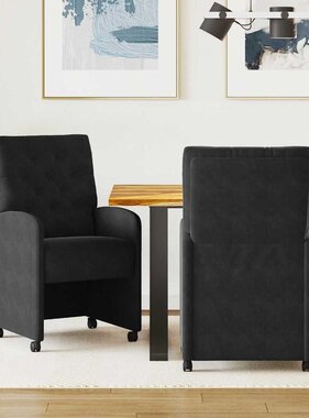 VidaXL Dining Stoelen met Wielen 2 pcs Zwart 58 x 67 x 97 cm Fluweel