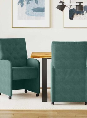 VidaXL Dining Stoelen met Wielen 2 pcs Donkergroen 58 x 67 x 97 cm