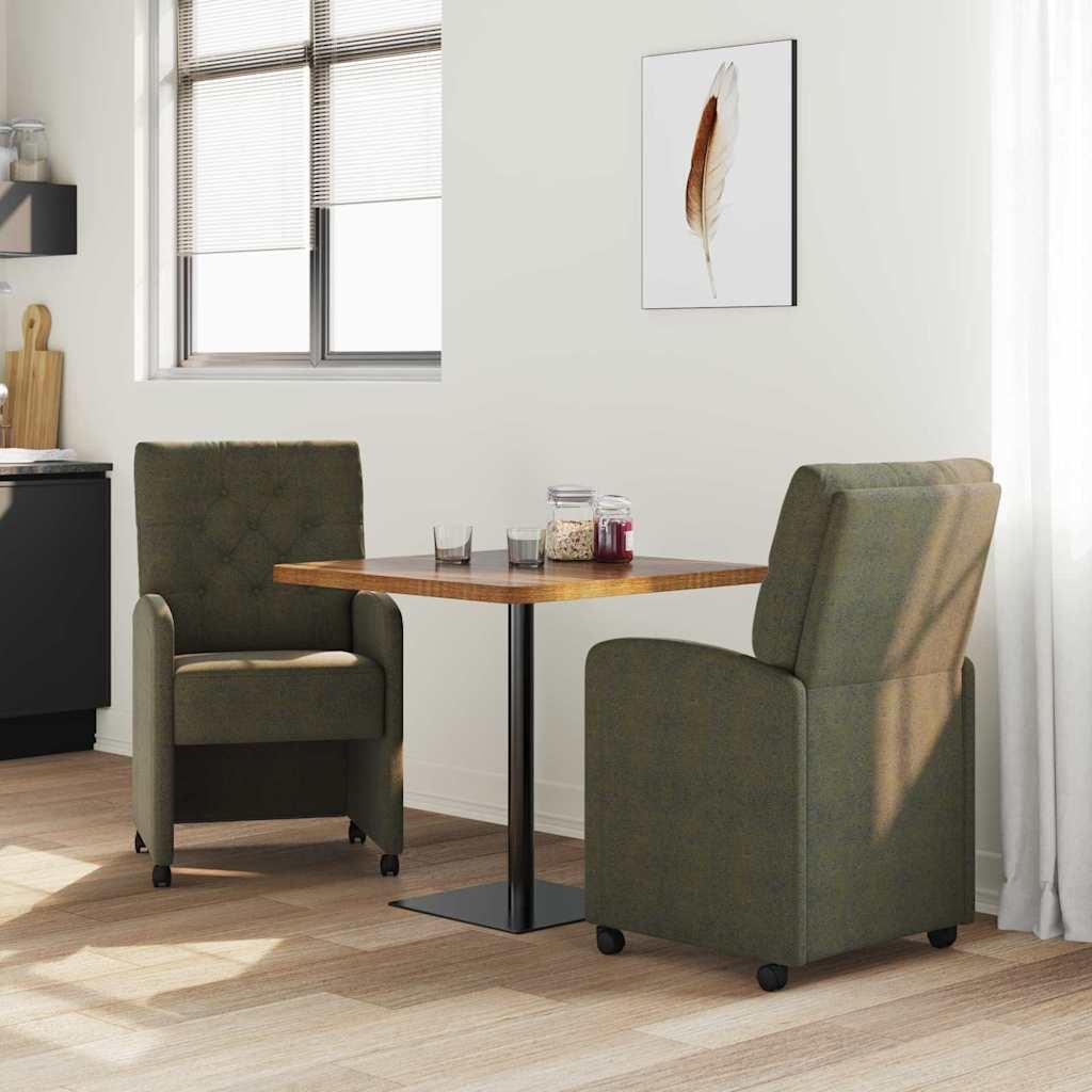 VidaXL Dining Stoelen met Wielen 2 pcs Leger groen 58 x 67 x 97 cm