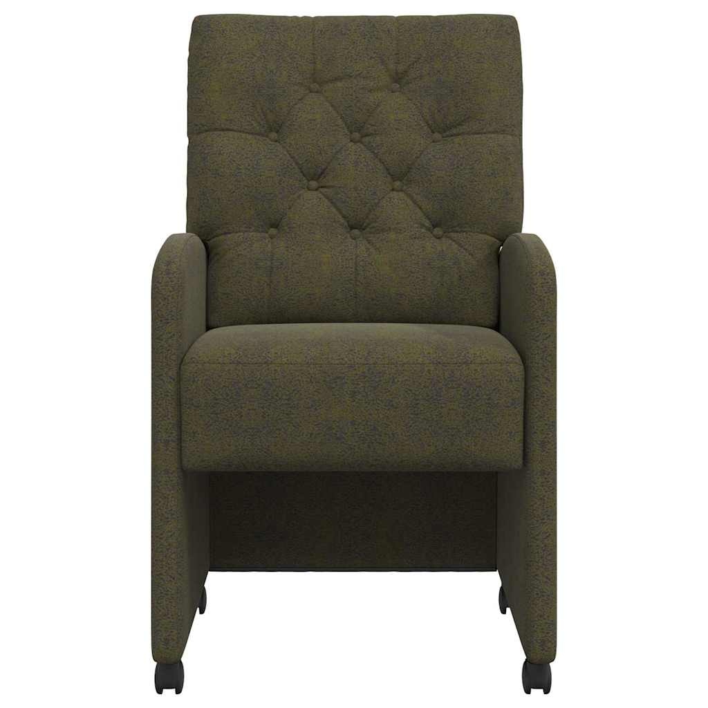 VidaXL Dining Stoelen met Wielen 2 pcs Leger groen 58 x 67 x 97 cm