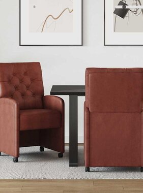 VidaXL Dining Stoelen met Wielen 2 pcs Glanzend bruin 58 x 67 x 97 cm