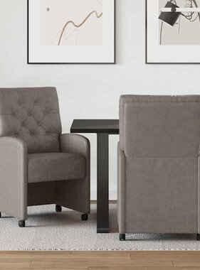 VidaXL Dining Stoelen met Wielen 2 pcs Grijs 58 x 67 x 97 cm Kunstleer