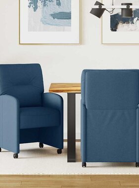 VidaXL Dining Stoelen met Wielen 2 pcs Blauw 57 x 67 x 95 cm Stof