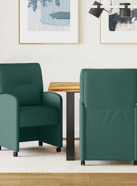 VidaXL Dining Stoelen met Wielen 2 pcs Donkergroen 57 x 67 x 95 cm