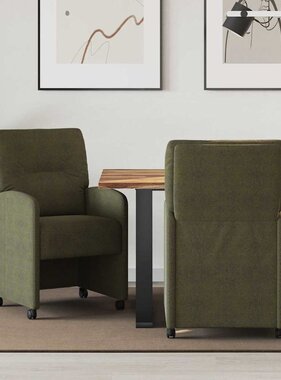 VidaXL Dining Stoelen met Wielen 2 pcs Leger groen 57 x 67 x 95 cm
