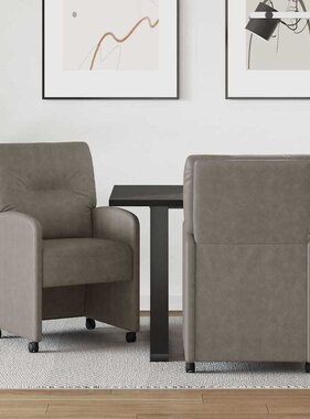 VidaXL Dining Stoelen met Wielen 2 pcs Grijs 57 x 67 x 95 cm Kunstleer
