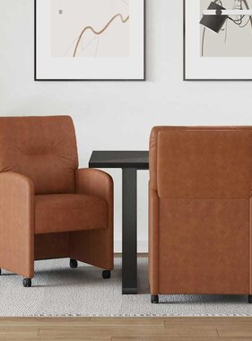 VidaXL Dining Stoelen met Wielen 2 pcs Bruin 57 x 67 x 95 cm Kunstleer
