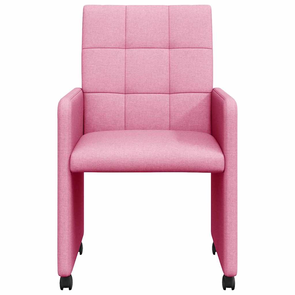VidaXL Dining Stoelen met Wielen 2 pcs Roze 58 x 65 x 94 cm Stof