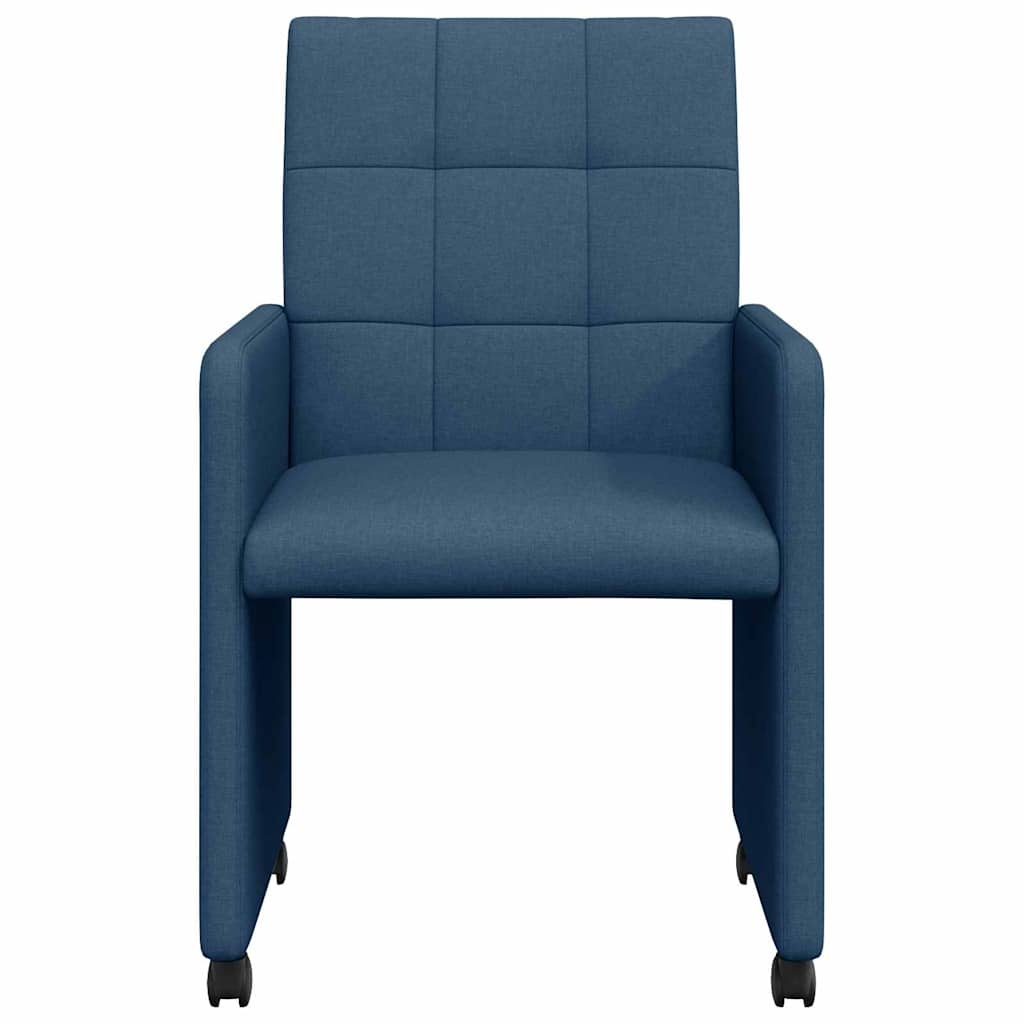 VidaXL Dining Stoelen met Wielen 2 pcs Blauw 58 x 65 x 94 cm Stof