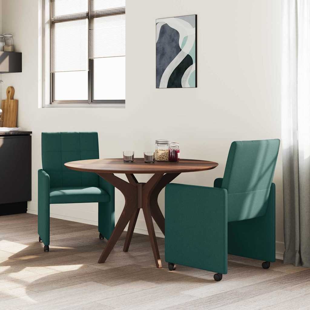 VidaXL Dining Stoelen met Wielen 2 pcs Donkergroen 58 x 65 x 94 cm