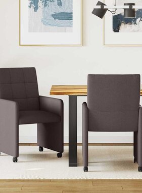 VidaXL Dining Stoelen met Wielen 2 pcs Donkerbruin 58 x 65 x 94 cm