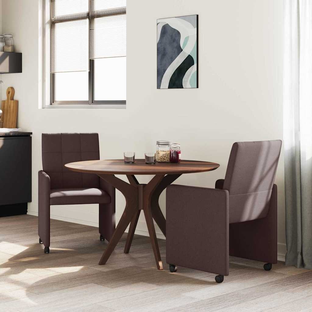 VidaXL Dining Stoelen met Wielen 2 pcs Donkerbruin 58 x 65 x 94 cm