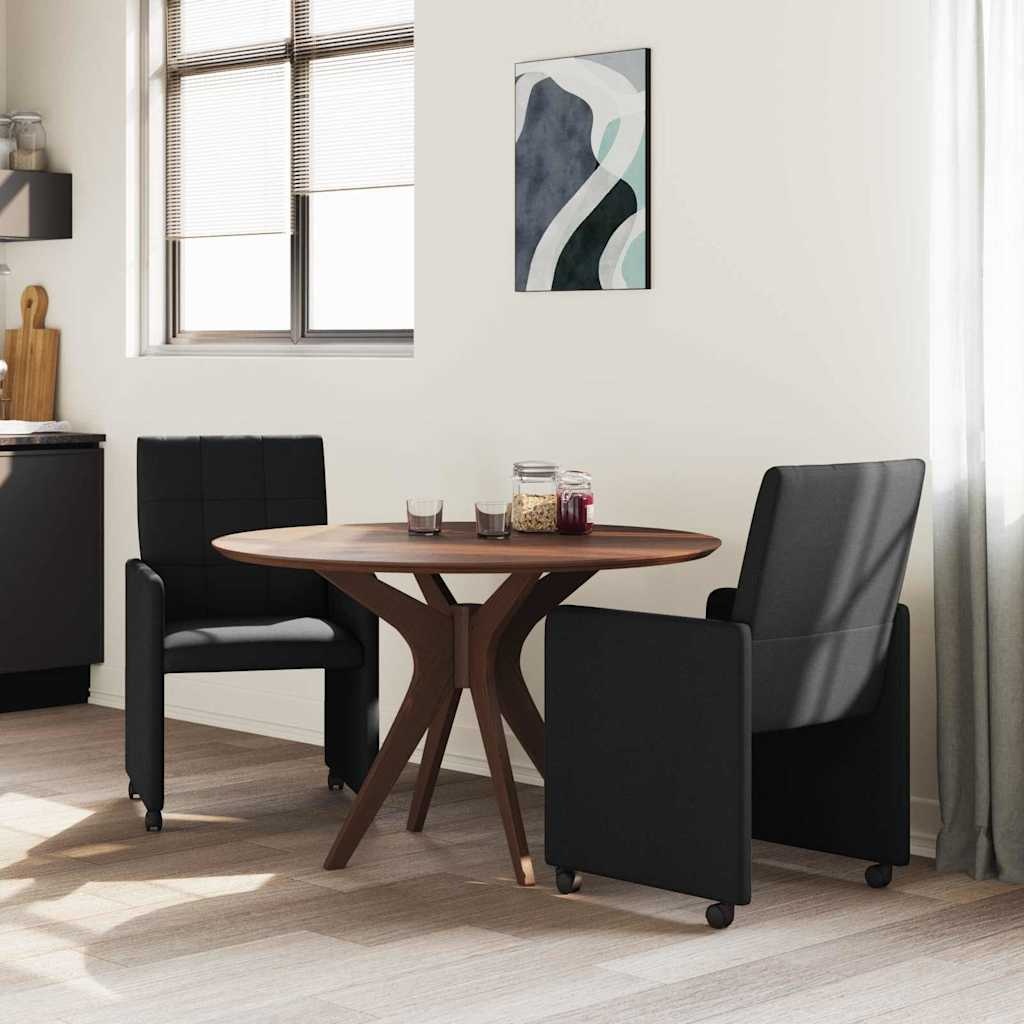 VidaXL Dining Stoelen met Wielen 2 pcs Zwart 58 x 65 x 94 cm Stof