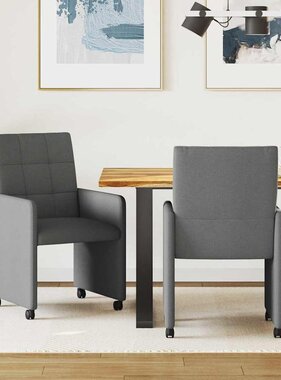 VidaXL Dining Stoelen met Wielen 2 pcs Donkergrijs 58 x 65 x 94 cm