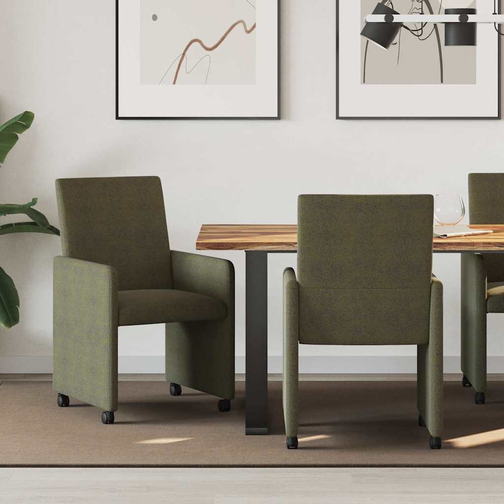 VidaXL Dining Stoelen met Wielen 2 pcs Leger groen 57 x 66 x 94 cm