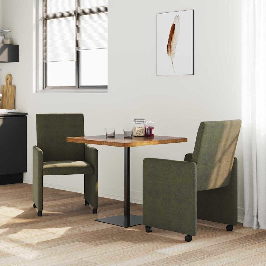 VidaXL Dining Stoelen met Wielen 2 pcs Leger groen 57 x 66 x 94 cm
