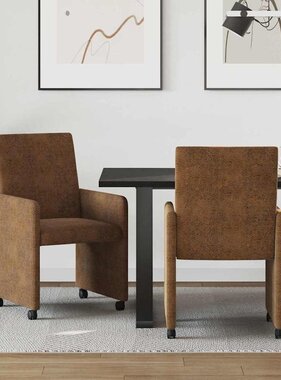 VidaXL Dining Stoelen met Wielen 2 pcs Bruin 57 x 66 x 94 cm