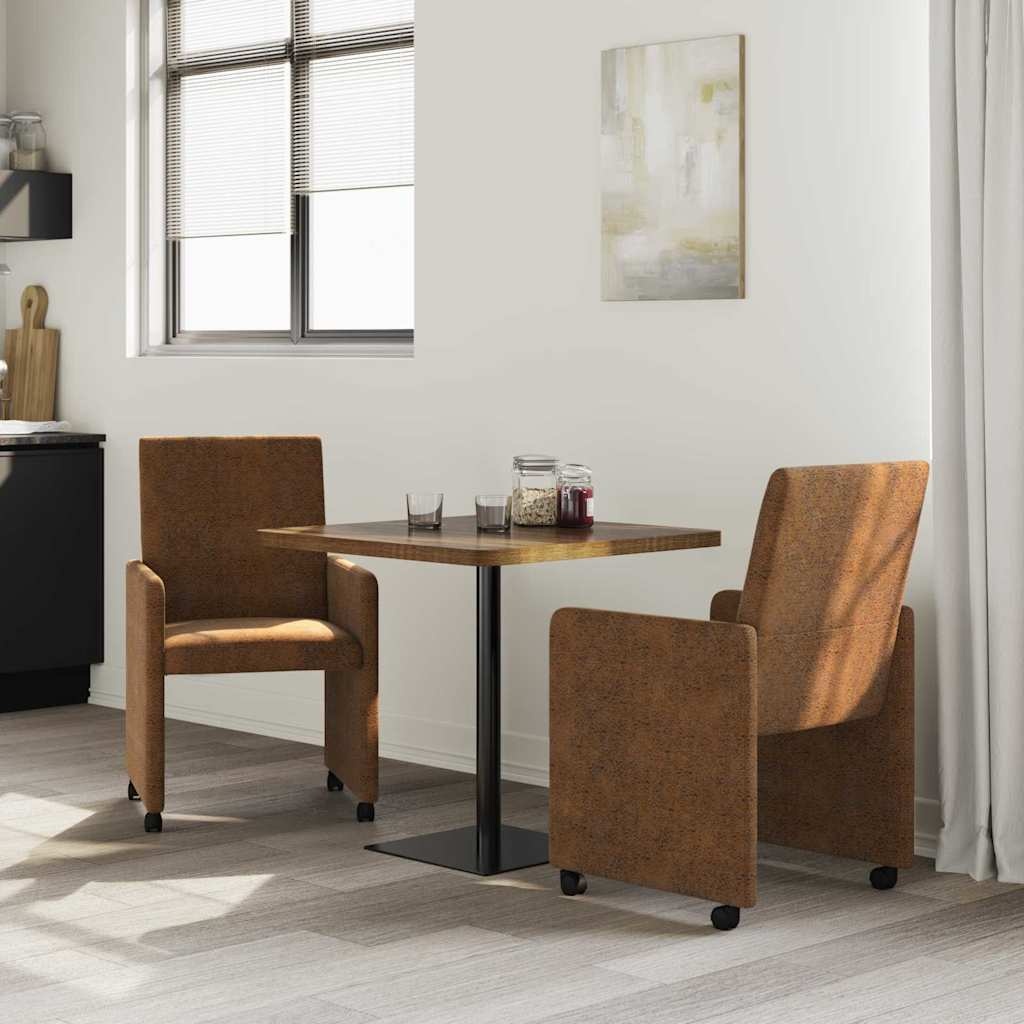 VidaXL Dining Stoelen met Wielen 2 pcs Bruin 57 x 66 x 94 cm