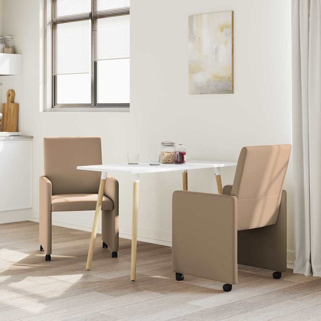 VidaXL Dining Stoelen met Wielen 2 pcs Cappuccino 57 x 66 x 94 cm