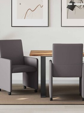 VidaXL Dining Stoelen met Wielen 2 pcs Grijs 57 x 66 x 94 cm Kunstleer