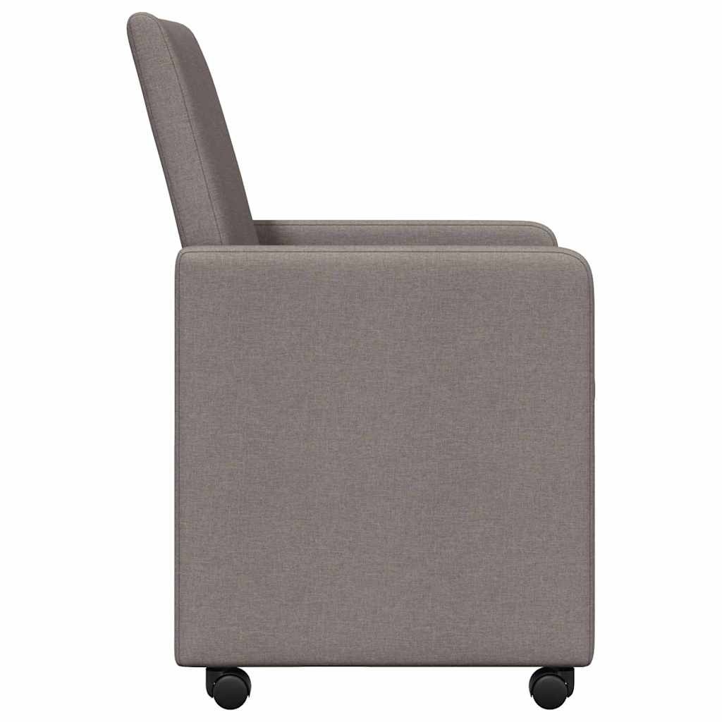 VidaXL Dining Stoelen met Wielen 2 pcs Taupe 57 x 66 x 94 cm Stof