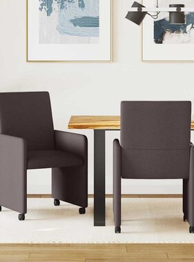 VidaXL Dining Stoelen met Wielen 2 pcs Donkerbruin 57 x 66 x 94 cm