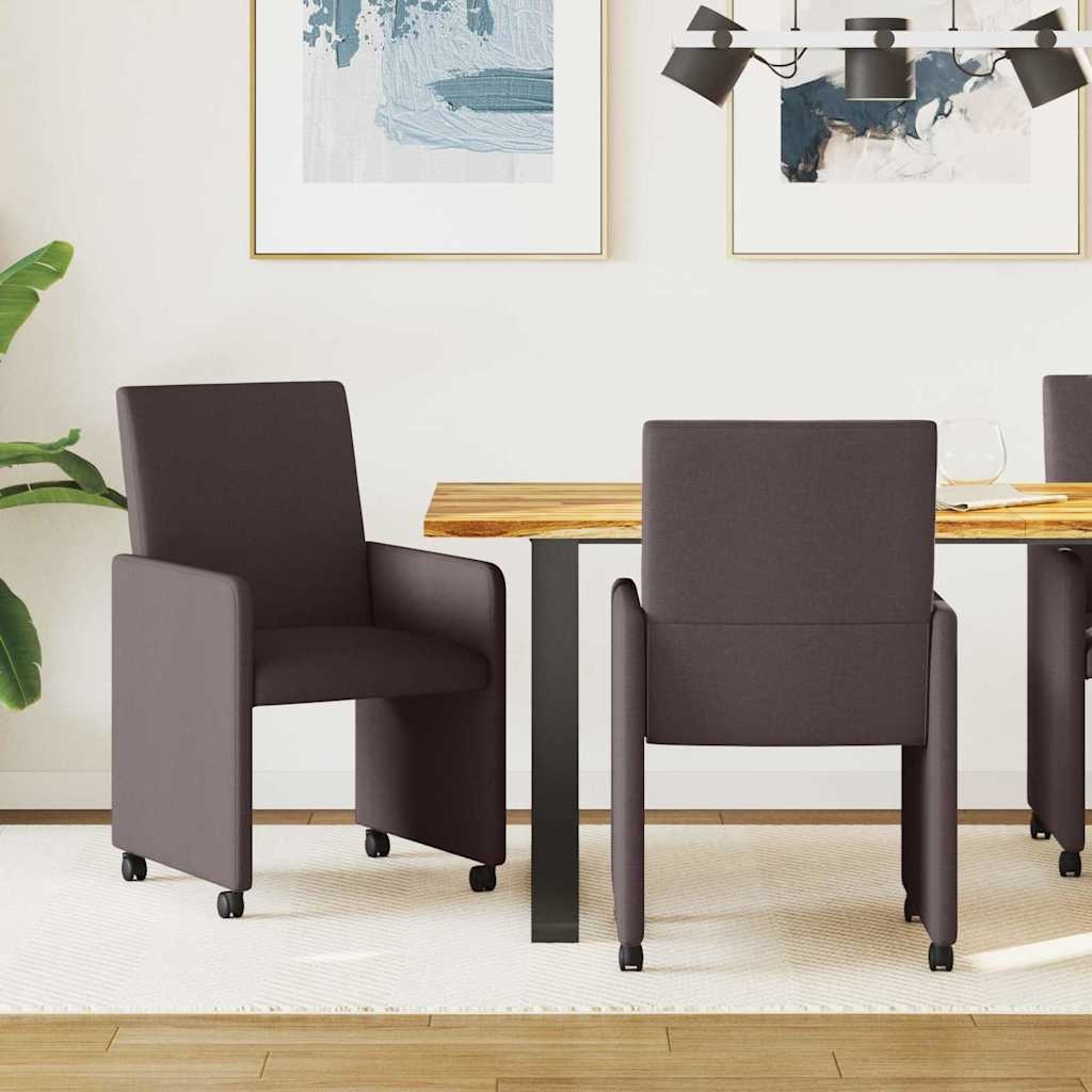 VidaXL Dining Stoelen met Wielen 2 pcs Donkerbruin 57 x 66 x 94 cm