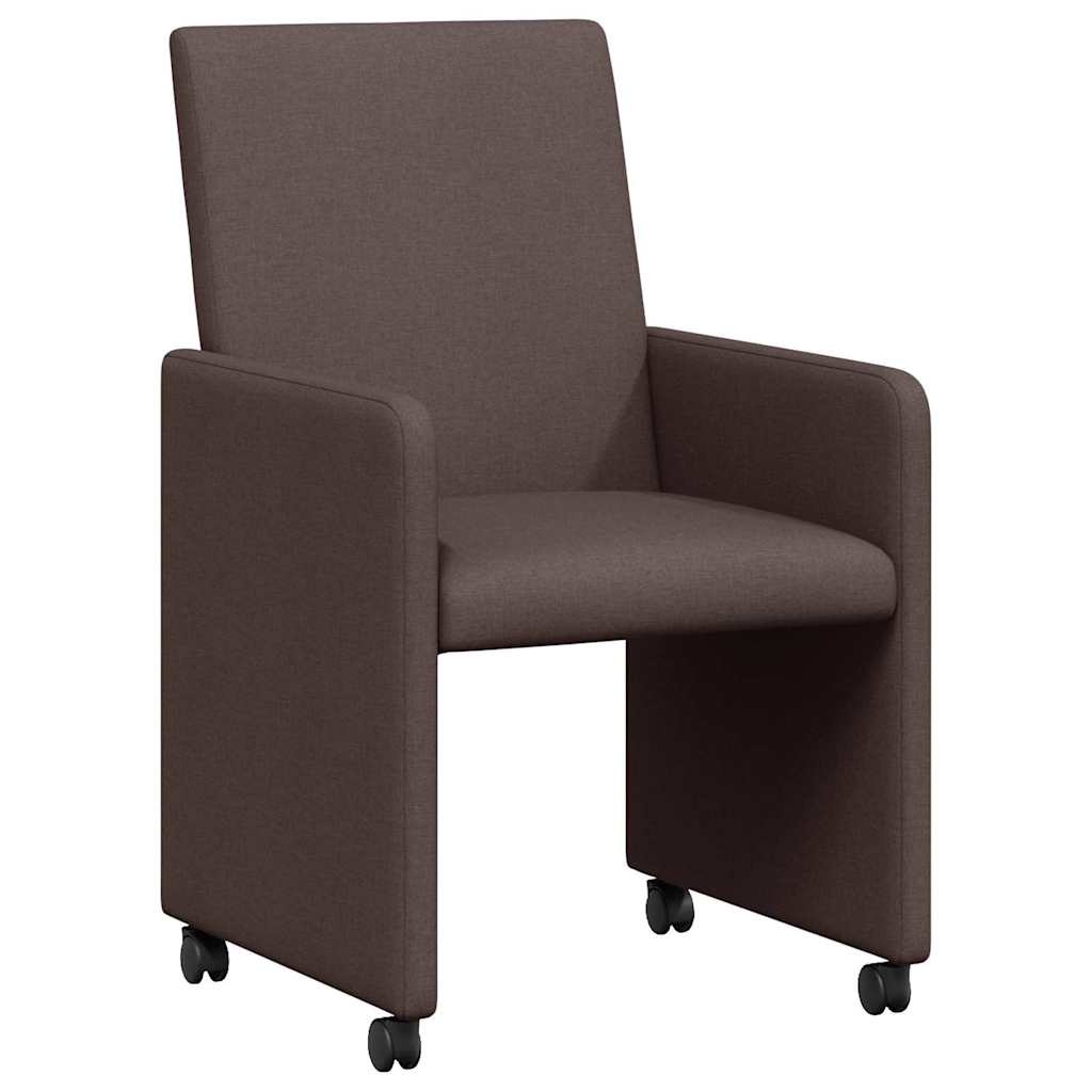 VidaXL Dining Stoelen met Wielen 2 pcs Donkerbruin 57 x 66 x 94 cm