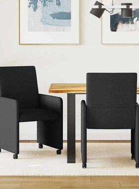 VidaXL Dining Stoelen met Wielen 2 pcs Zwart 57 x 66 x 94 cm Stof