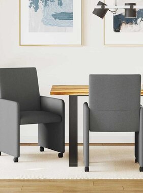 VidaXL Dining Stoelen met Wielen 2 pcs Donkergrijs 57 x 66 x 94 cm