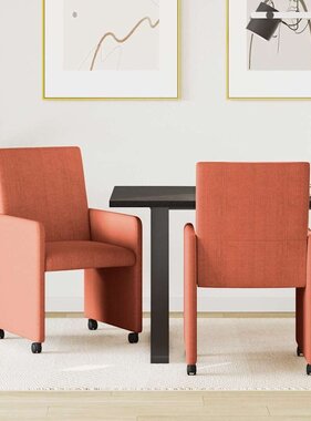 VidaXL Dining Stoelen met Wielen 2 pcs Rood-oranje 57 x 66 x 94 cm