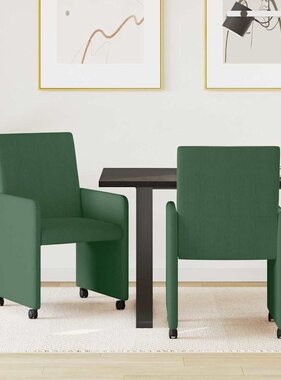 VidaXL Dining Stoelen met Wielen 2 pcs Grijs groen 57 x 66 x 94 cm