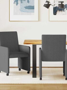 VidaXL Dining Stoelen met Wielen 2 pcs Donkergrijs 57 x 66 x 94 cm