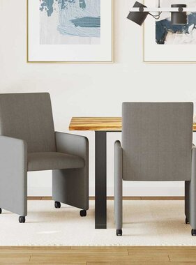 VidaXL Dining Stoelen met Wielen 2 pcs Lichtgrijs 57 x 66 x 94 cm