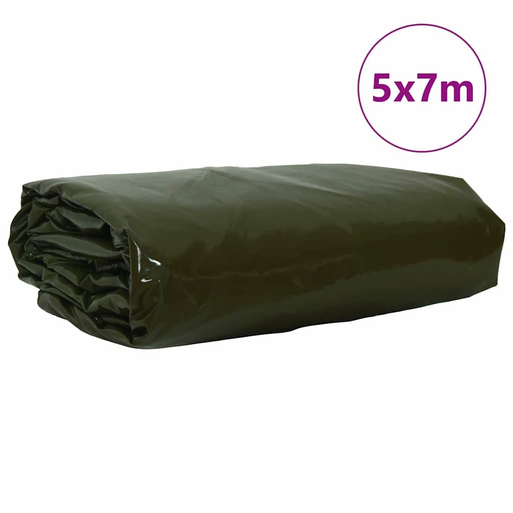 VidaXL Zeil 650g / m² Olijf Groen 5 x 7 m Canvas met PVC-coating