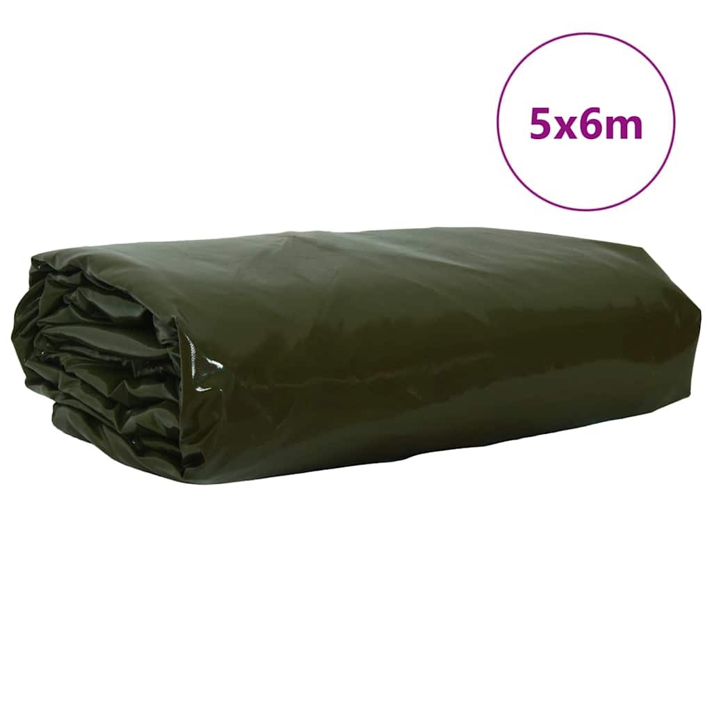 VidaXL Zeil 650g / m² Olijf Groen 5 x 6 m Canvas met PVC-coating