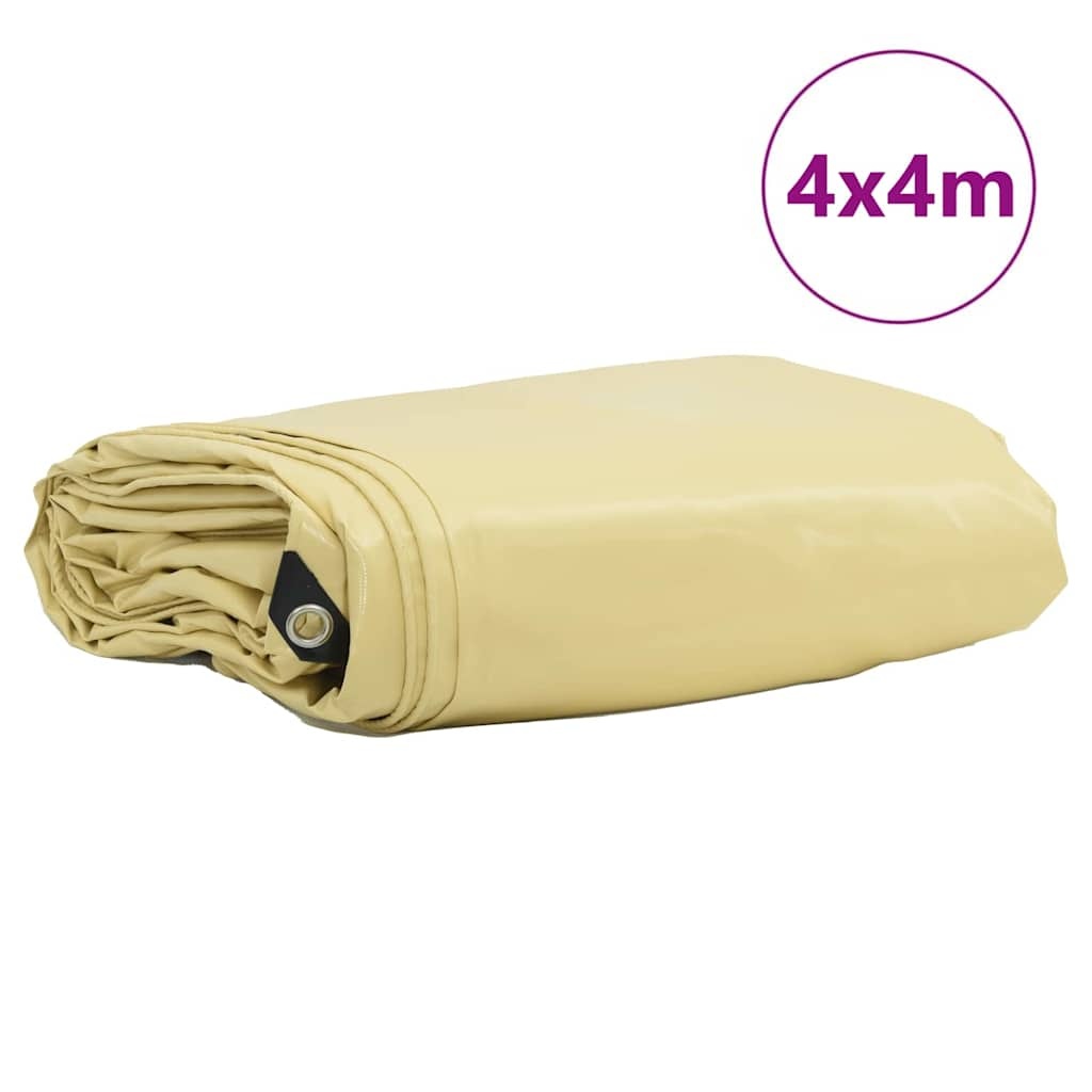 VidaXL Zeil 650g / m² Beige 4 x 4 m Canvas met PVC-coating