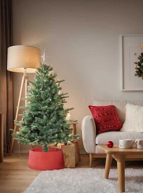 VidaXL Kerstboomrok Rood Ø 65 x 24 cm Kunststof