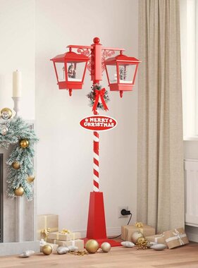 VidaXL Kerststraatlamp met 2 lantaarns Rood 40,5 x 80 x 188 cm