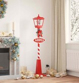 VidaXL Kerststraatlamp met lantaarn Rood 40,5x40,5x180cm Kunststof