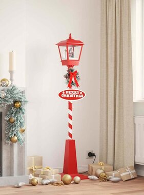 VidaXL Kerststraatlamp met lantaarn Rood 40,5x40,5x180cm Kunststof