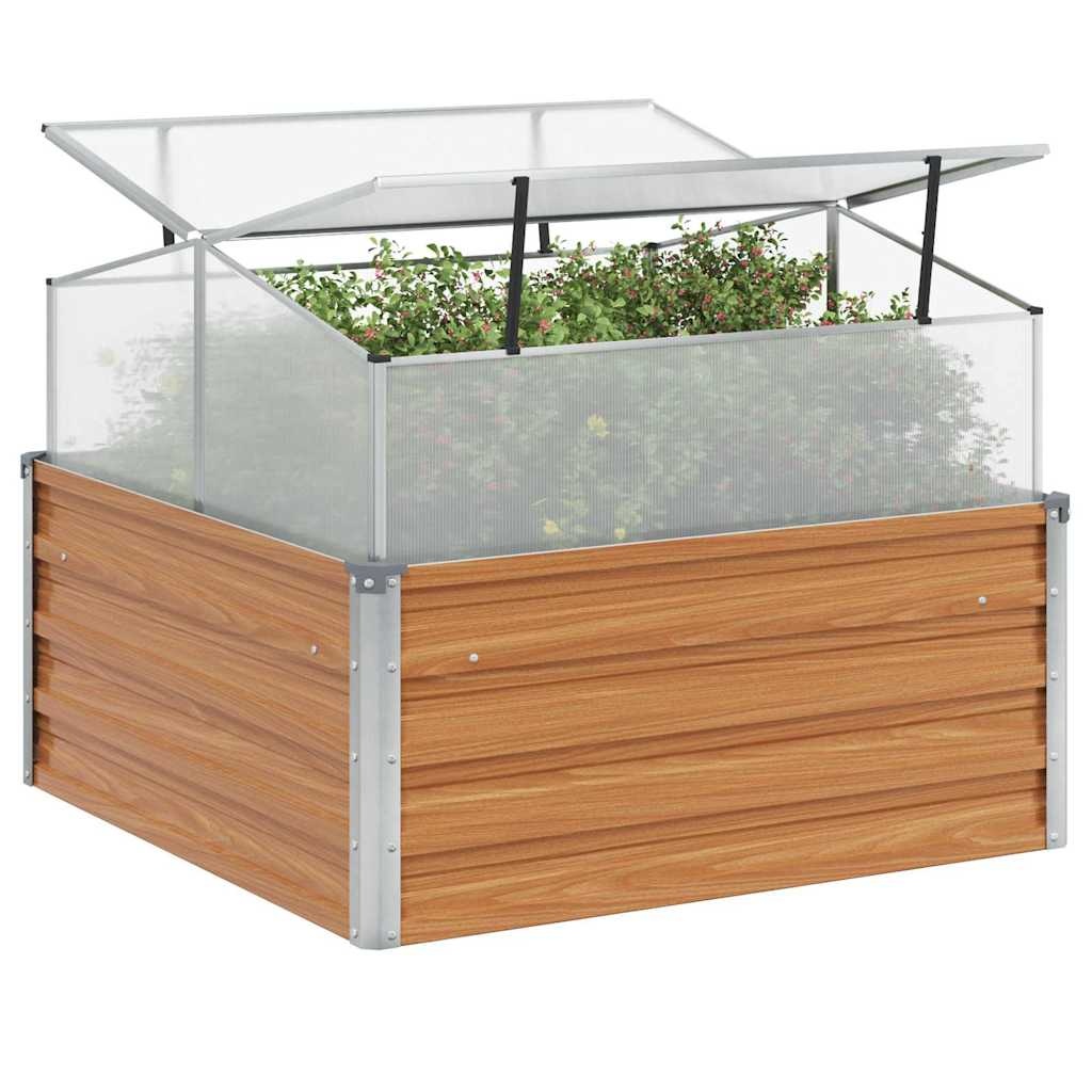 VidaXL Tuinplanter met kas Licht Bruin 100 x 100 x 77 cm