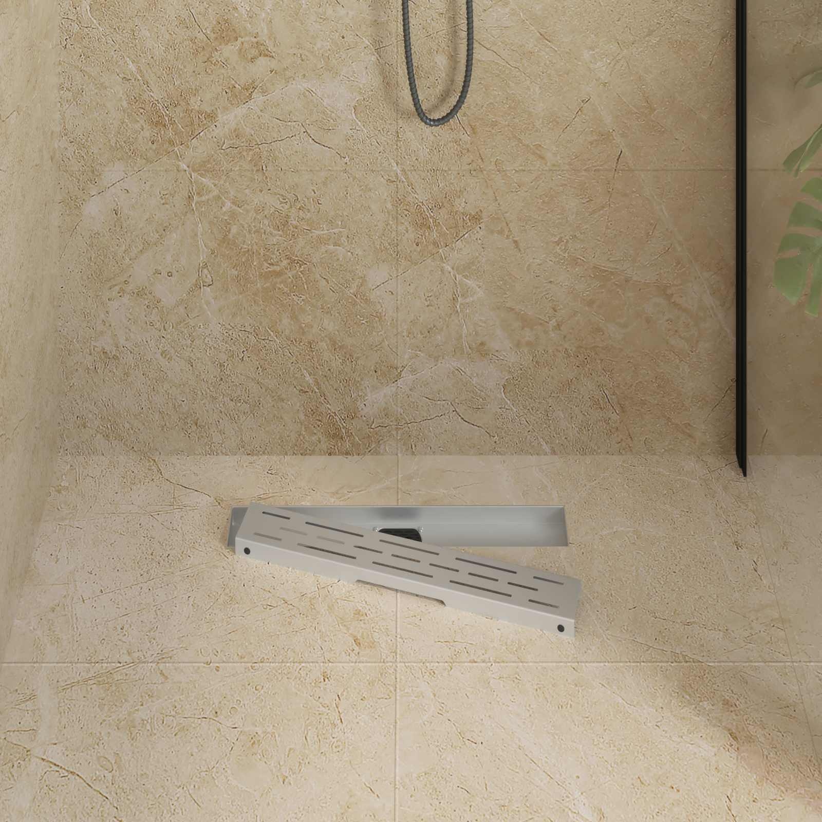 VidaXL 362 Graden Doucheafvoer met Lijnontwerp Zilver 50 cm