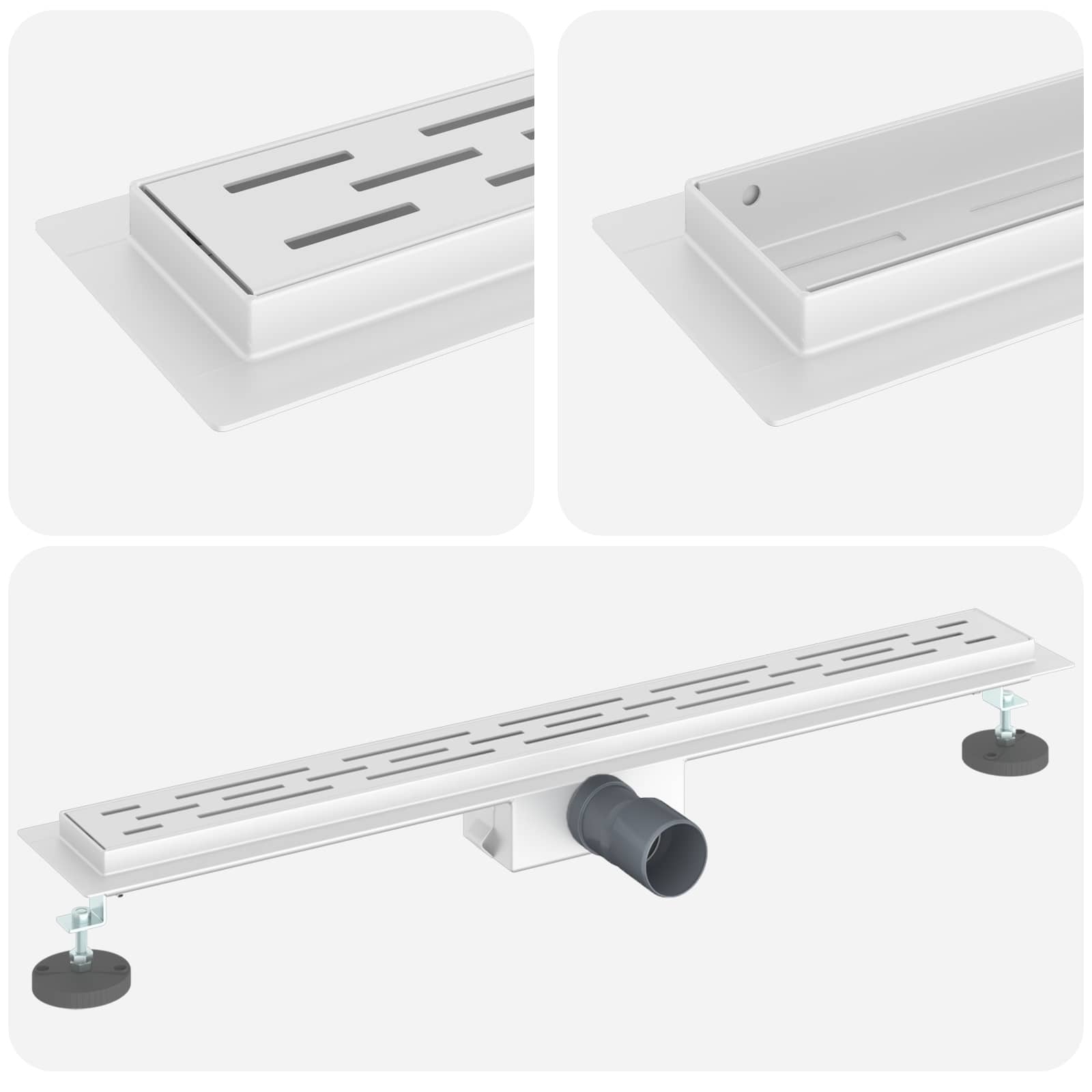 VidaXL Doucheafvoer met Glazen Deksel Zilver 80 cm Roestvrij staal 304