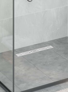 VidaXL Doucheafvoer met Glazen Deksel Zilver 60 cm Roestvrij staal 304