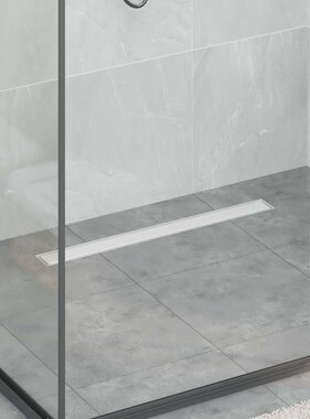 VidaXL Doucheafvoer met Glazen Deksel Zilver 80 cm Roestvrij staal 304