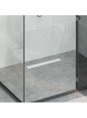 VidaXL Doucheafvoer met Glazen Deksel Zilver 60 cm Roestvrij staal 304