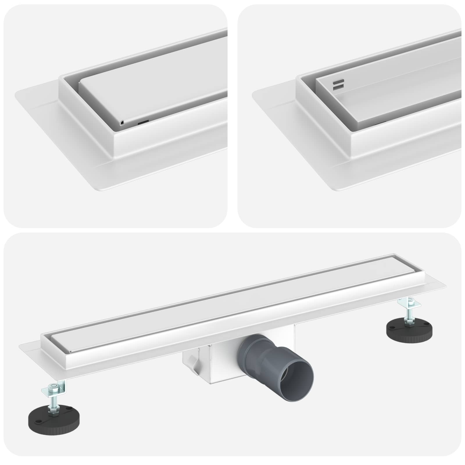 VidaXL Doucheafvoer met Glazen Deksel Zilver 60 cm Roestvrij staal 304