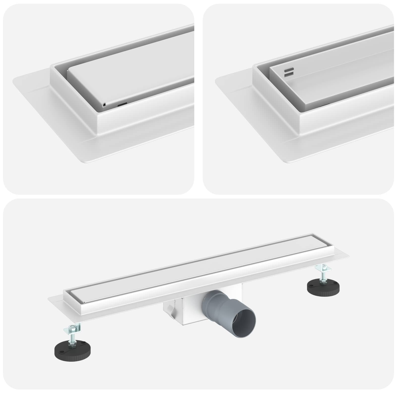 VidaXL Doucheafvoer met Glazen Deksel Zilver 50 cm Roestvrij staal 304