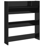 VidaXL Wandschoenenkast 80x18x90 cm bewerkt hoogglans zwart